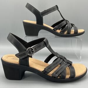 NEW Clarks Women’s Emily2 Heeled Sandals Black Size 10W